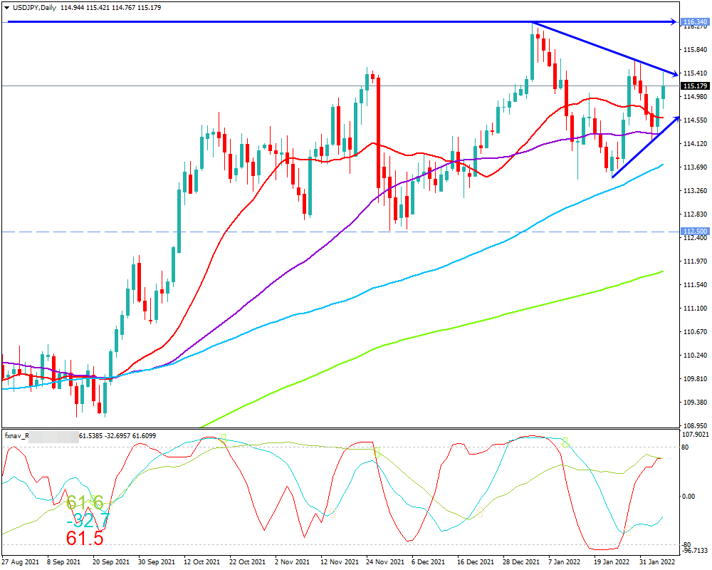 ドル円(USD/JPY)　日足チャート画像（2022/2/5時点）